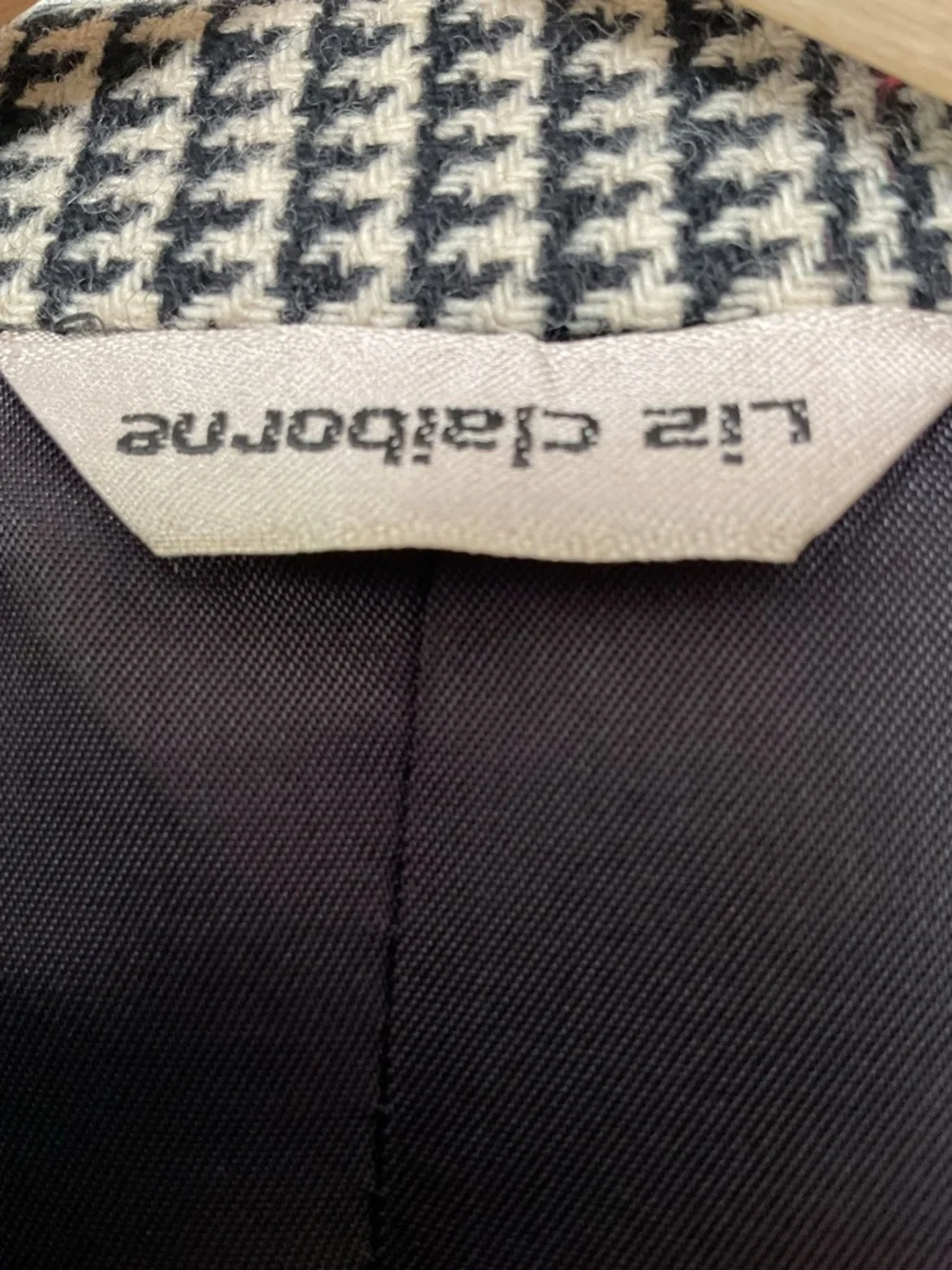 Liz Claiborne Houndstooth Blazer Women Size 4 Wool Blend Classic Jacket